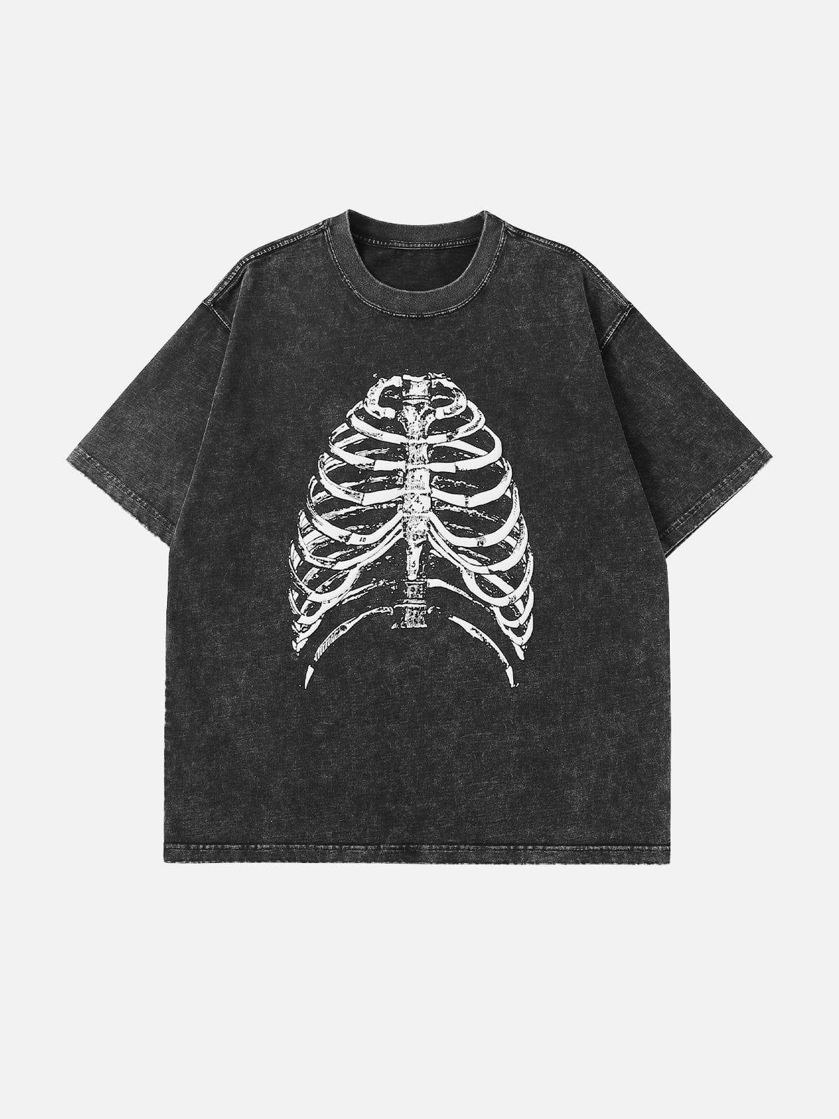 Concert Outfit Washed Body Skeleton Print Tee