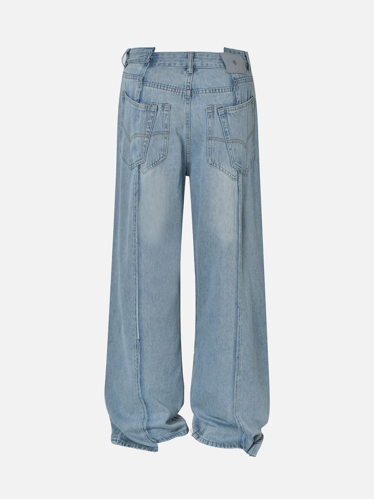 Concert Outfit Washed Deconstructed Irregular Patchwork Straight Jeans