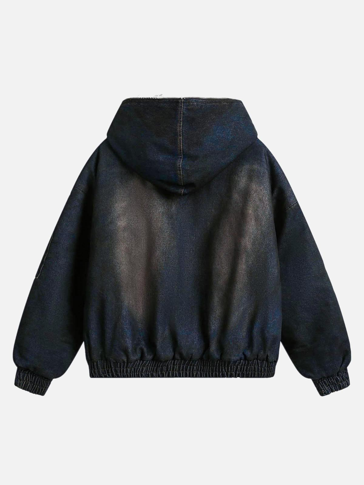 Concert Outfit Washed Denim Fur Hooded Jacket