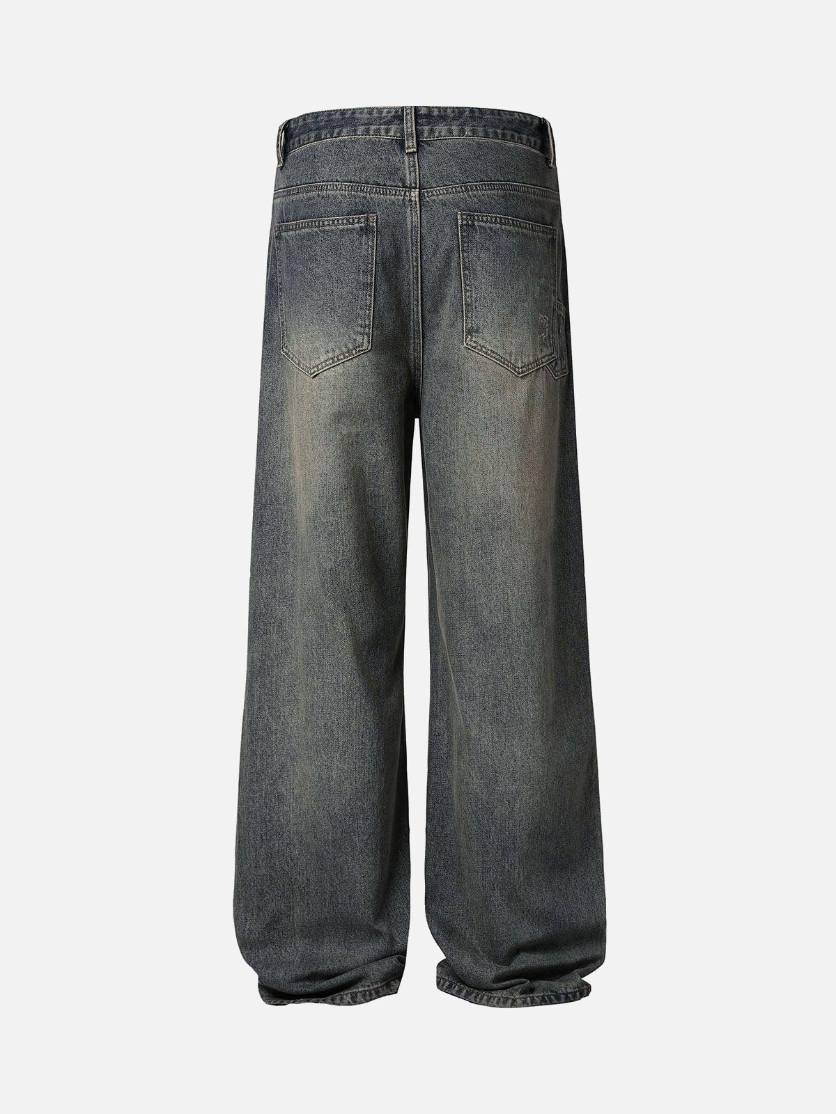Concert Outfit Washed Dirty-Dye Straight Jeans