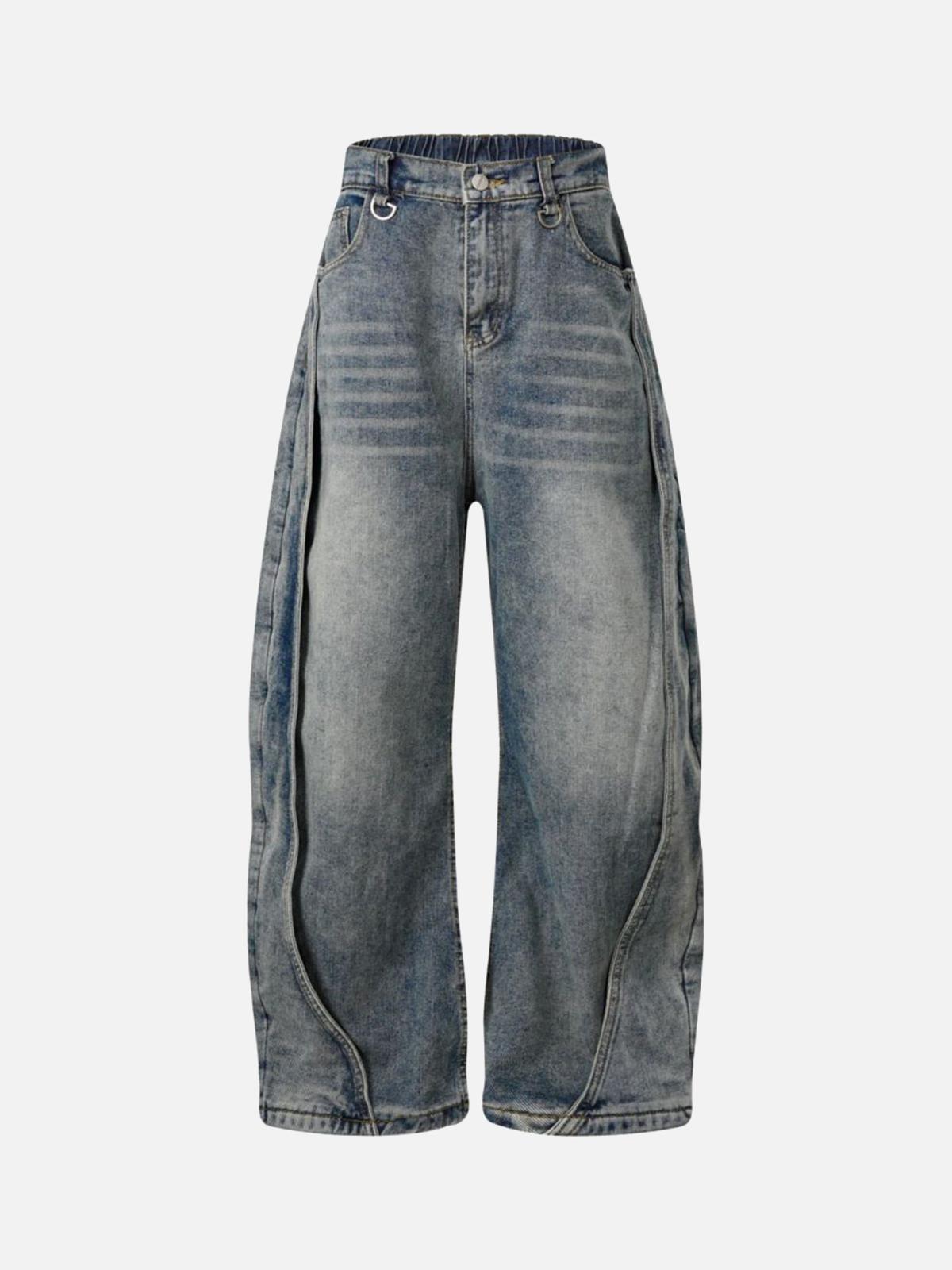 Concert Outfit Washed Distressed Deconstructed Split Barrel Jeans