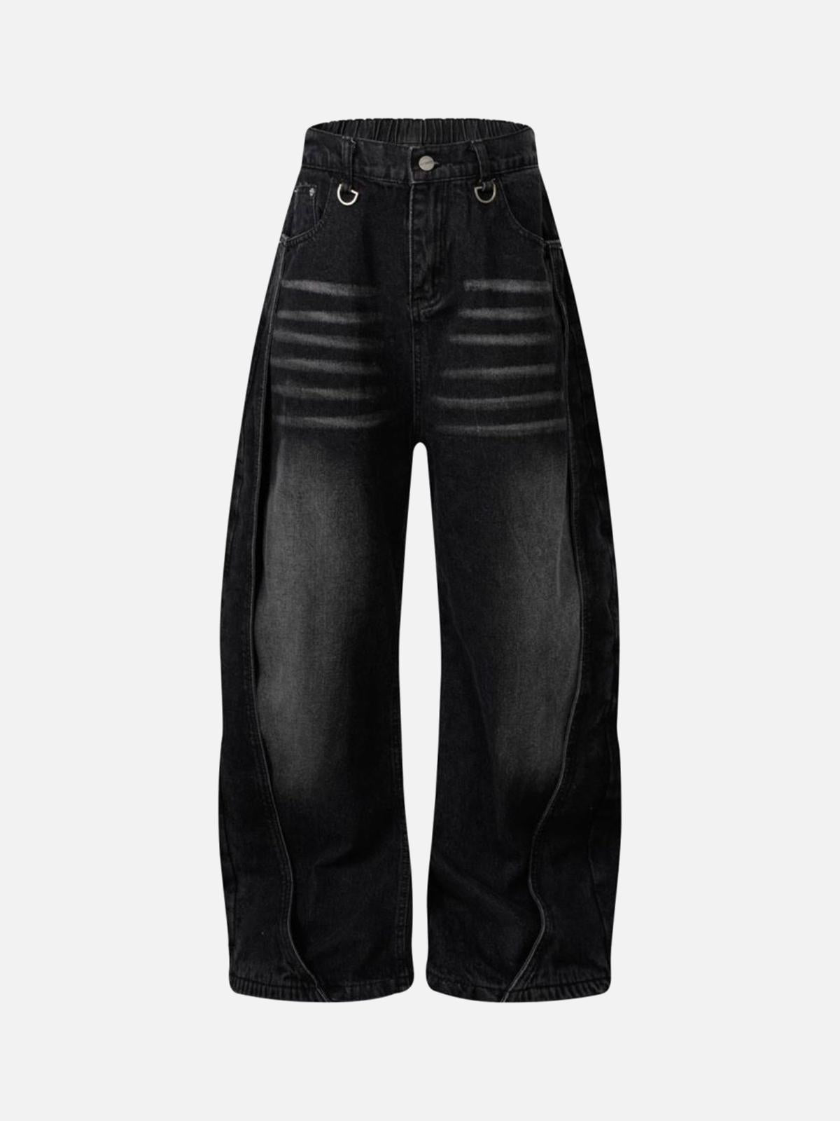 Concert Outfit Washed Distressed Deconstructed Split Barrel Jeans