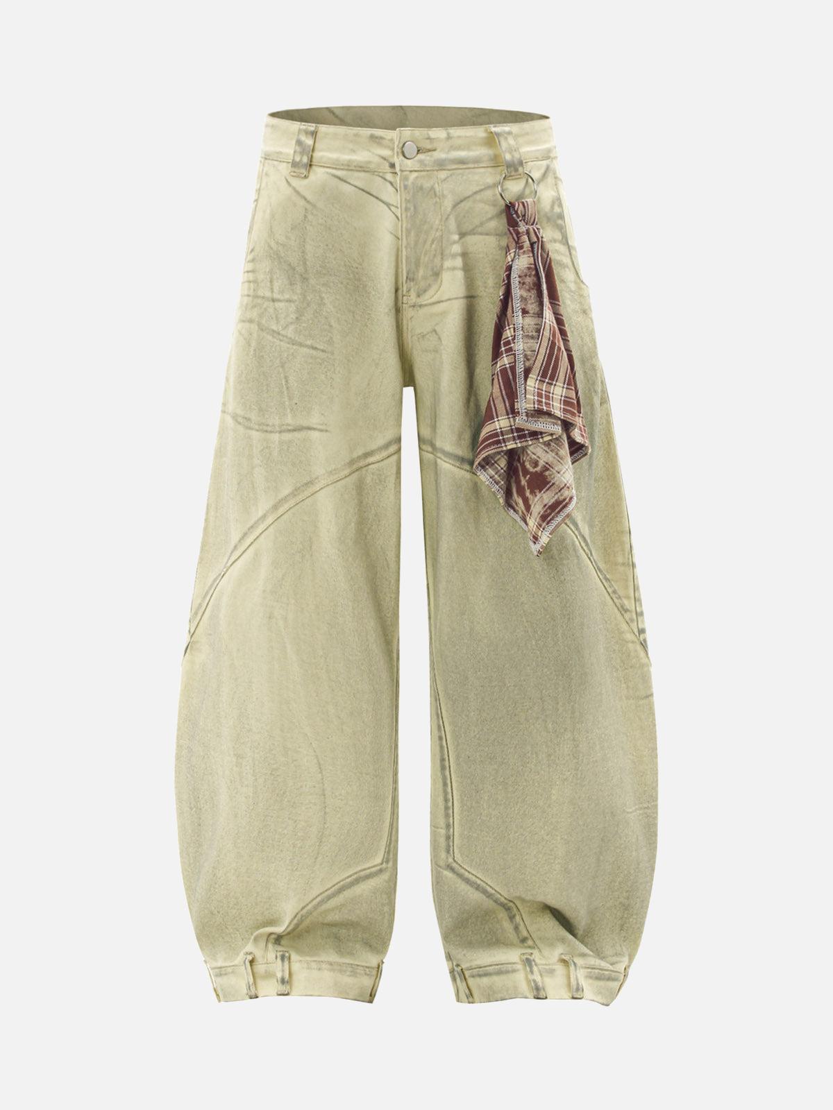 Concert Outfit Washed Distressed Detachable Scarf Barrel Jeans