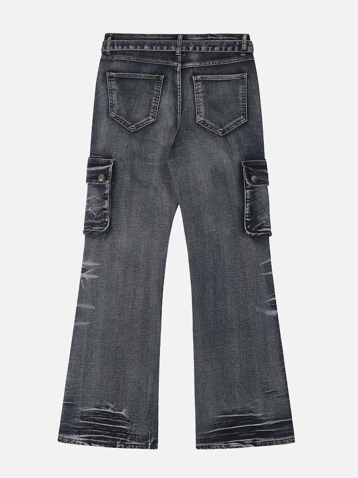 Concert Outfit Washed Distressed Patchwork Jeans