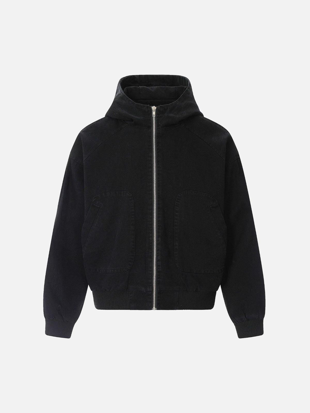 Concert Outfit Washed Distressed Patchwork Work Hooded Jacket