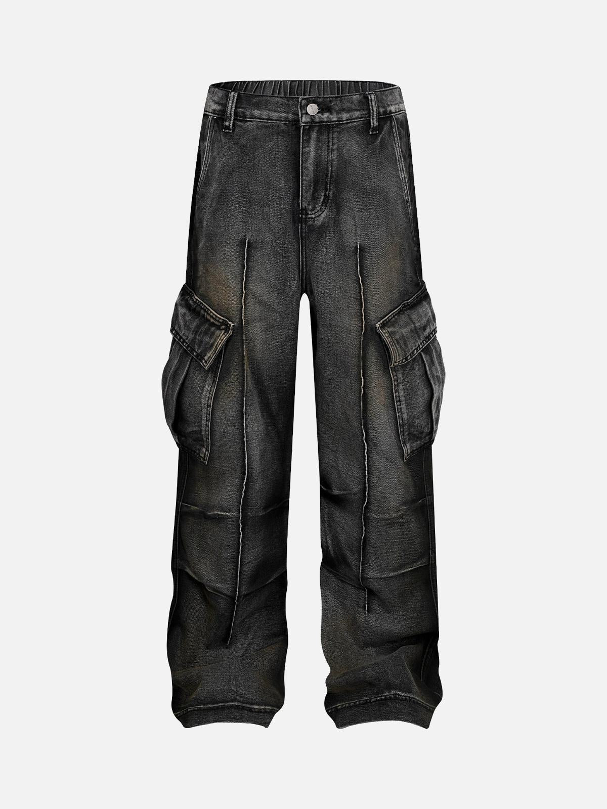 Concert Outfit Washed Distressed Pleated Cargo Jeans