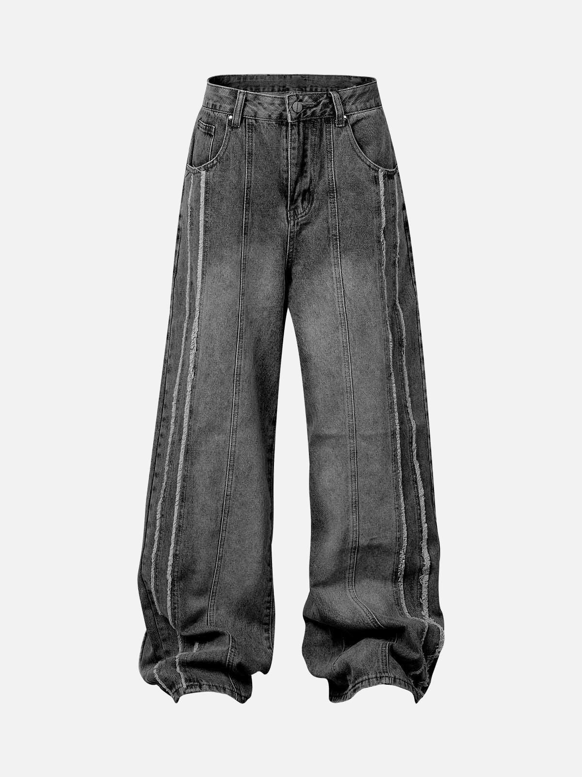Concert Outfit Washed Distressed Raw Edge Baggy Jeans