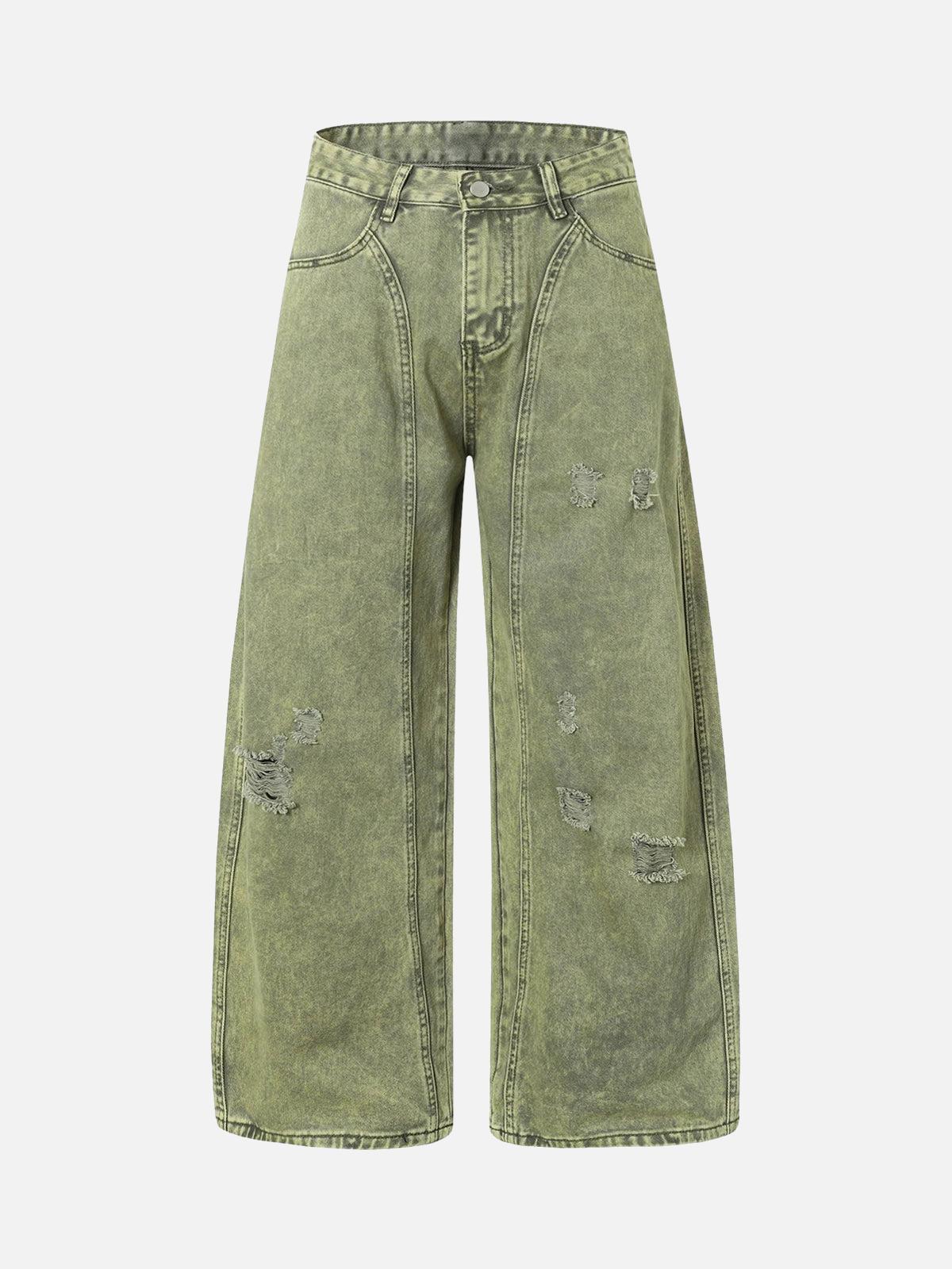 Concert Outfit Washed Distressed Ripped Barrel Jeans