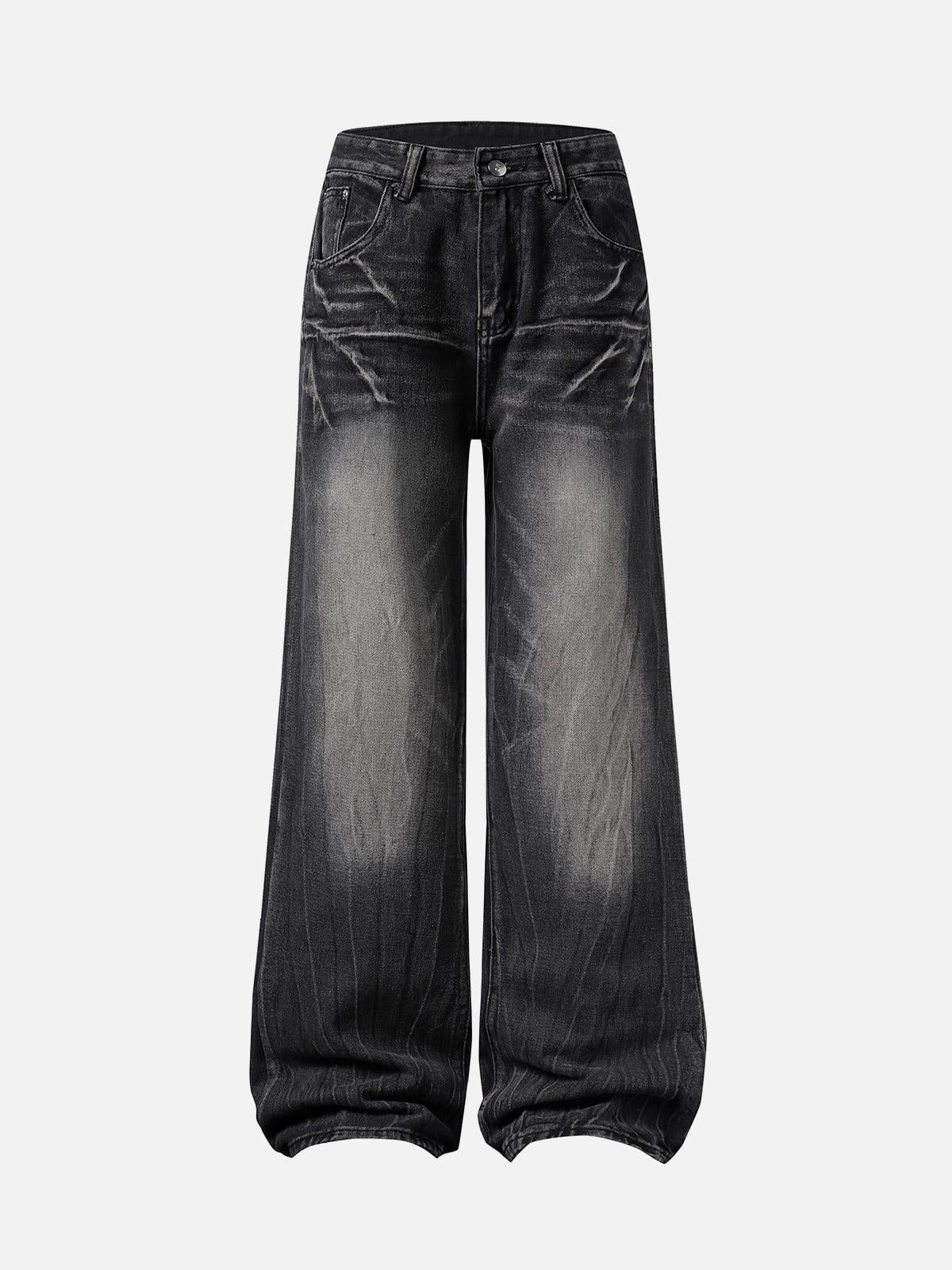 Concert Outfit Washed Distressed Straight Jeans