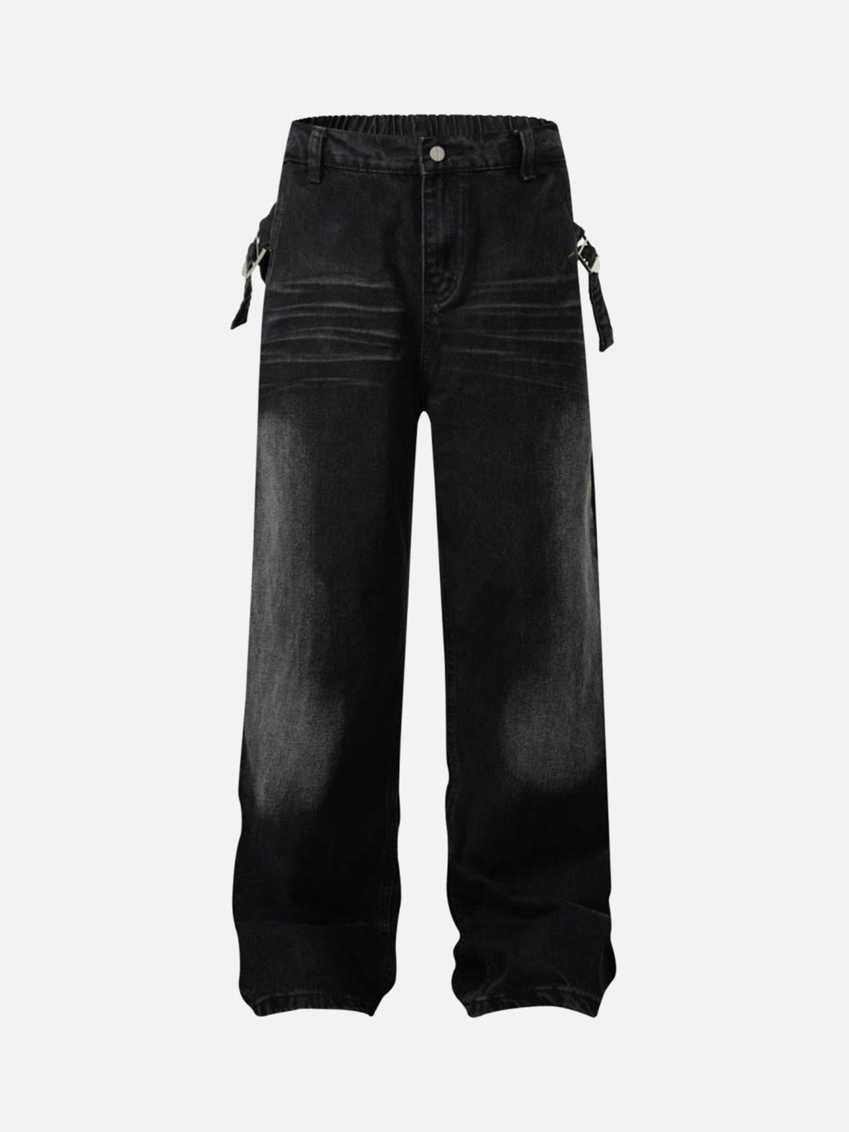 Concert Outfit Washed Distressed Waistband Straight Jeans