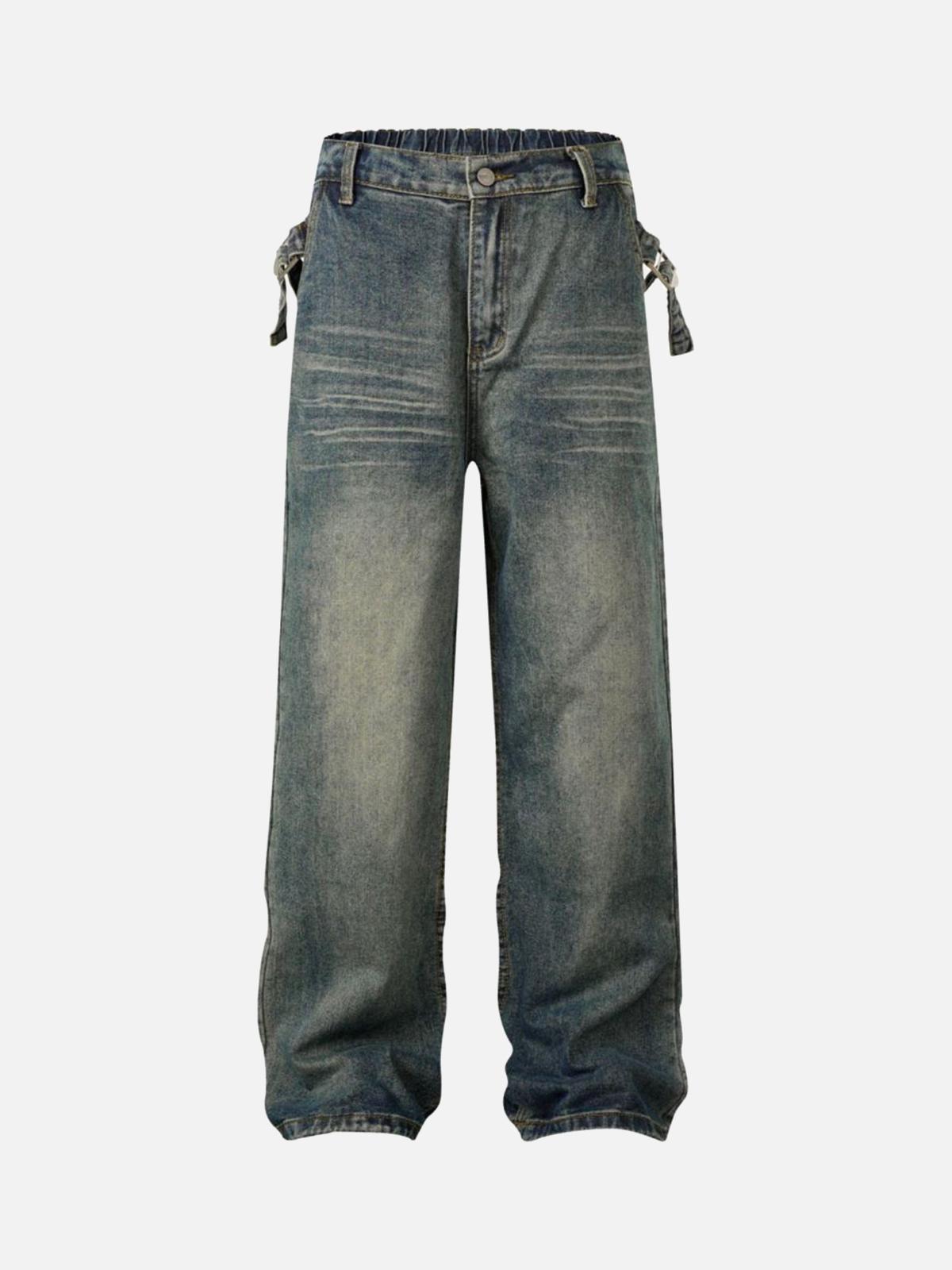 Concert Outfit Washed Distressed Waistband Straight Jeans
