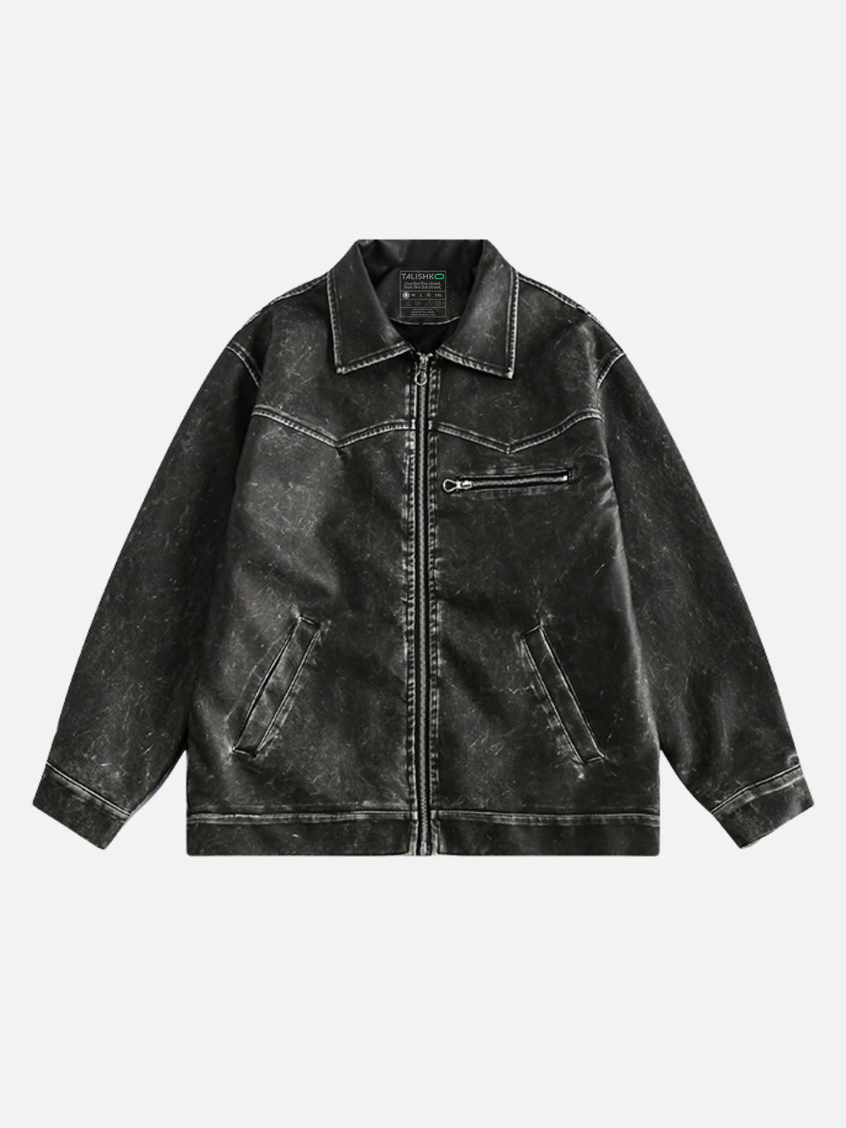 Concert Outfit Washed Faux Leather Jacket
