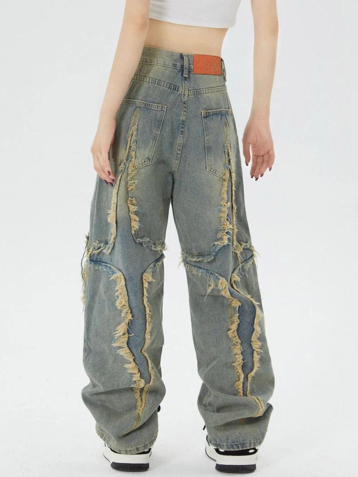 Concert Outfit Washed Fringe Jeans