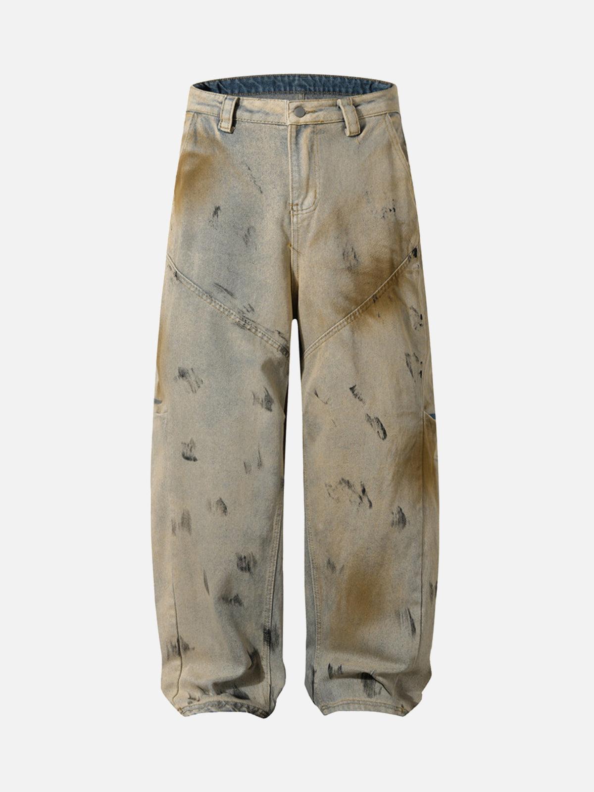 Concert Outfit Washed Graffiti Spray Paint Barrel Jeans