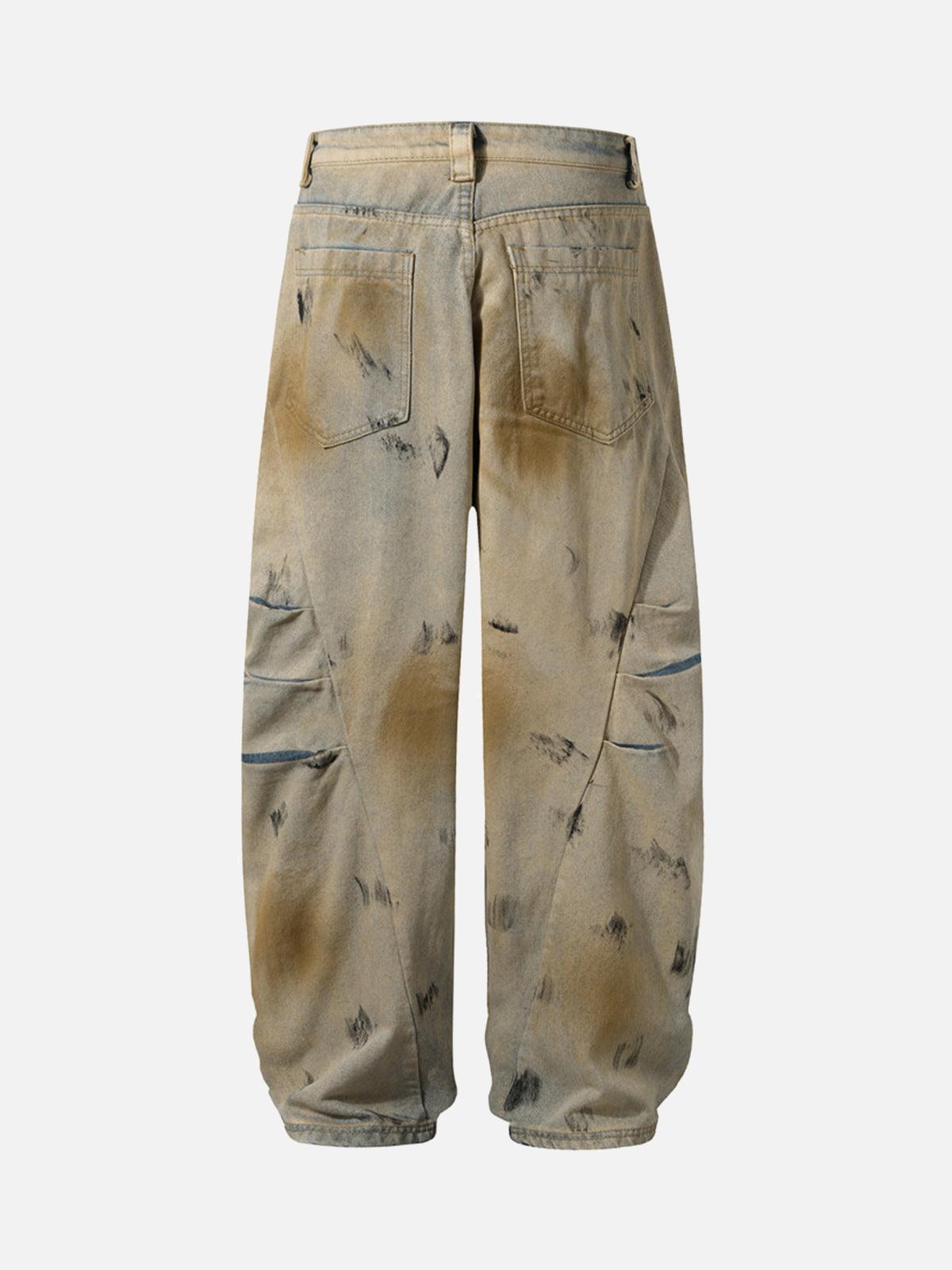 Concert Outfit Washed Graffiti Spray Paint Barrel Jeans