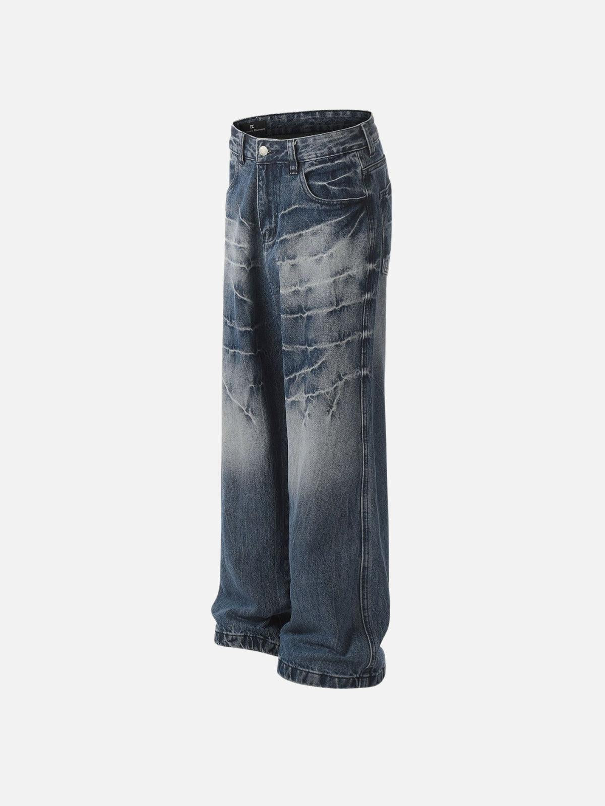 Concert Outfit Washed Lightning Print Loose Jeans
