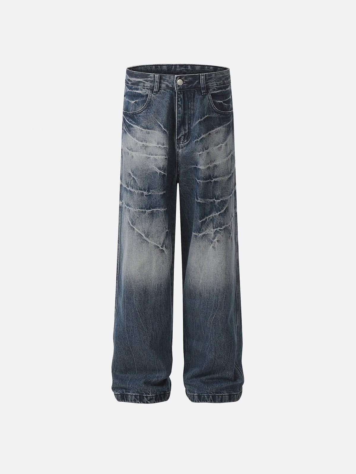 Concert Outfit Washed Lightning Print Loose Jeans