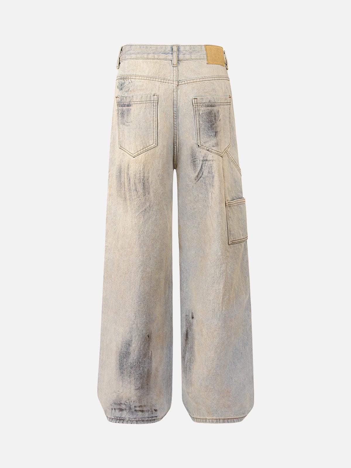 Concert Outfit Washed Mud-Dye Straight Jeans