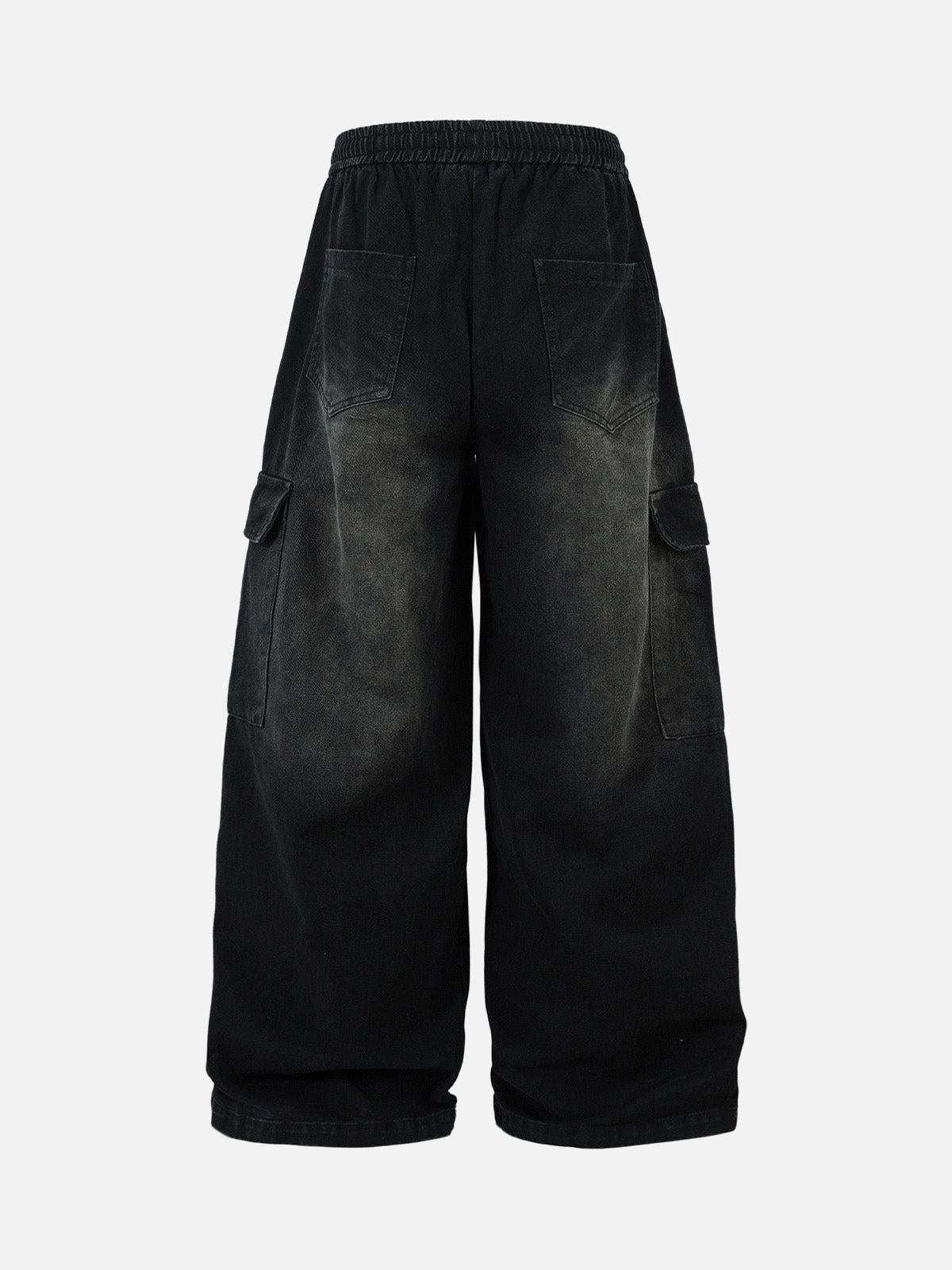 Concert Outfit Washed Multi Pocket Drawstring Cargo Jeans