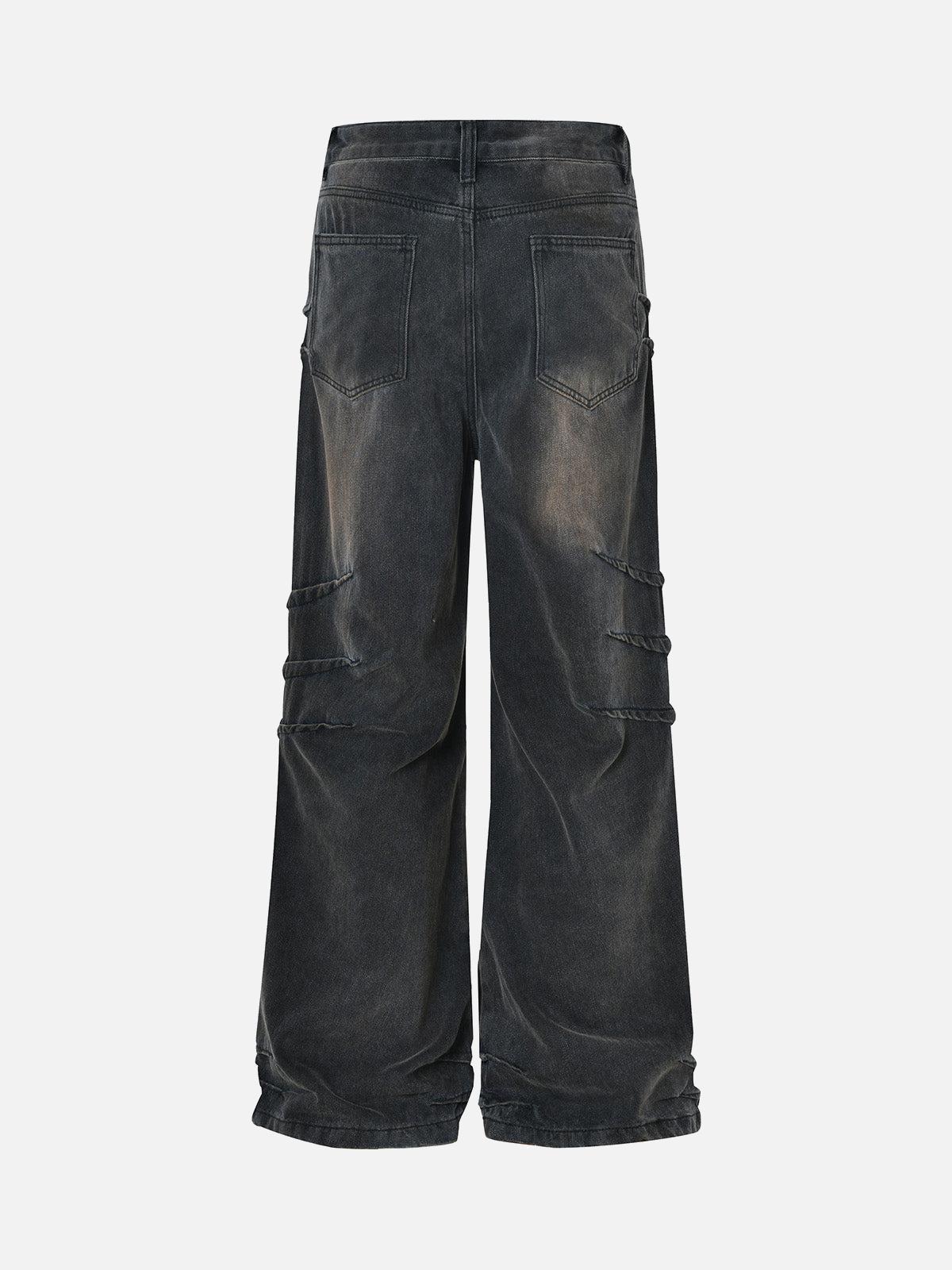 Concert Outfit Washed Pleated Straight Jeans