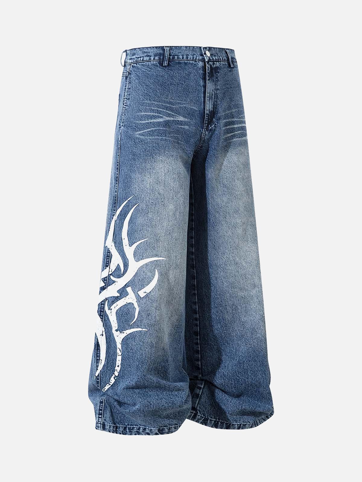 Concert Outfit Washed  Print Straight Jeans