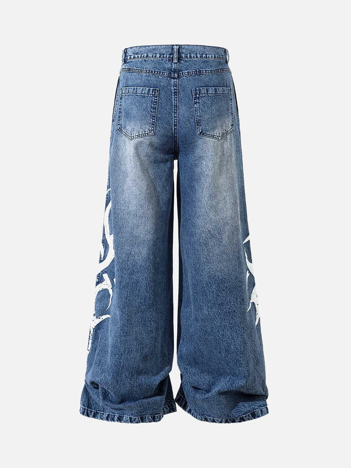 Concert Outfit Washed  Print Straight Jeans