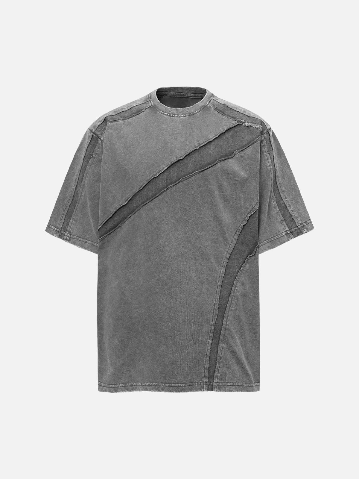 Concert Outfit Washed Raw Edge Split Oversized T-Shirt