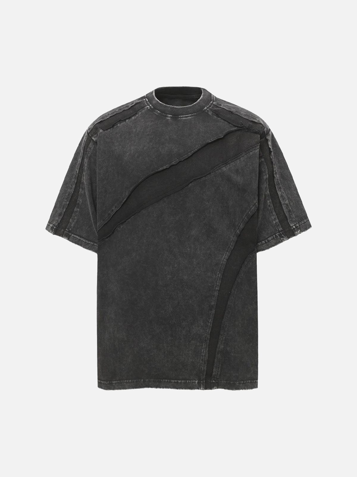 Concert Outfit Washed Raw Edge Split Oversized T-Shirt