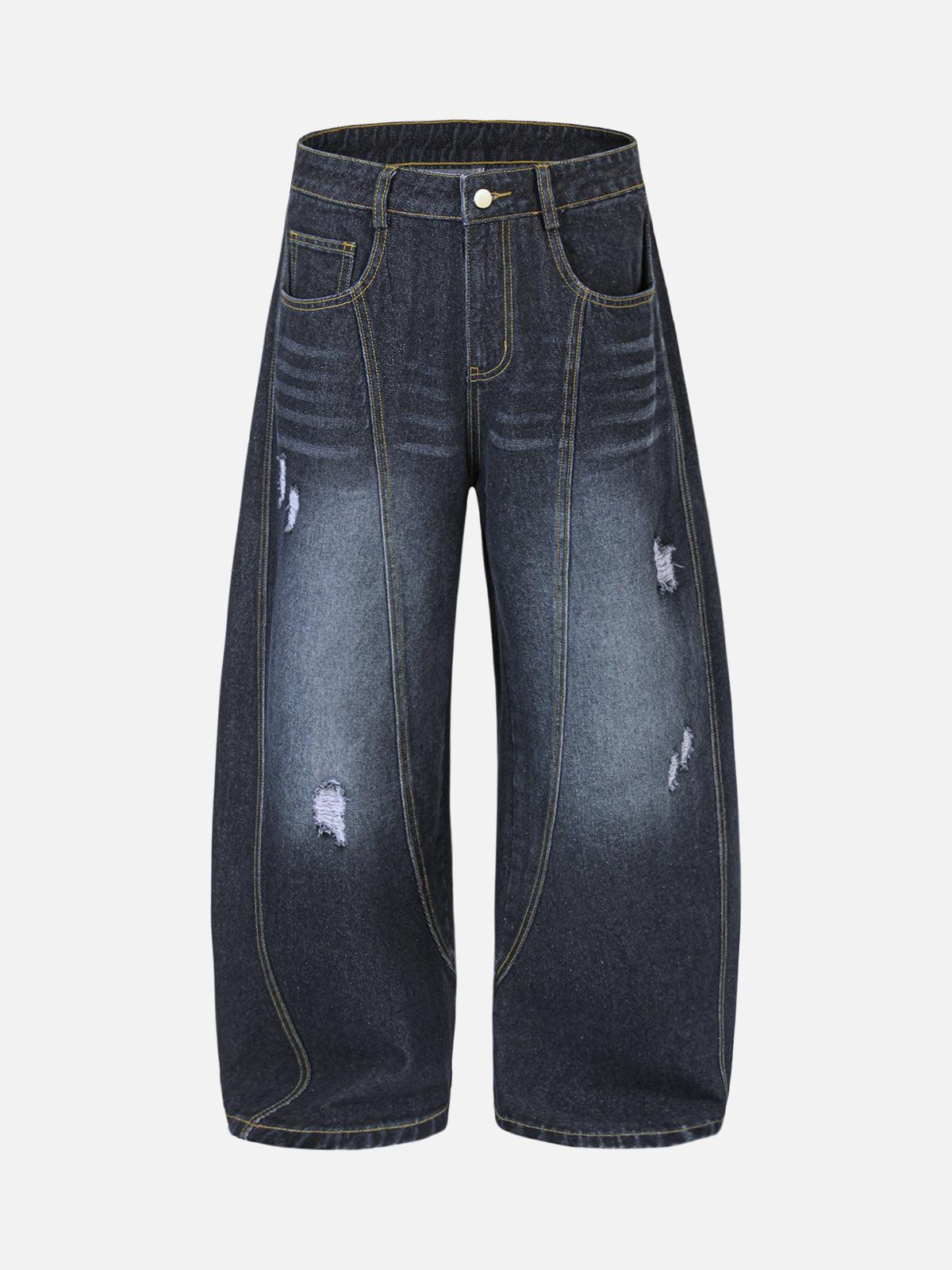 Concert Outfit Washed Ripped Embroidered Barrel Jeans