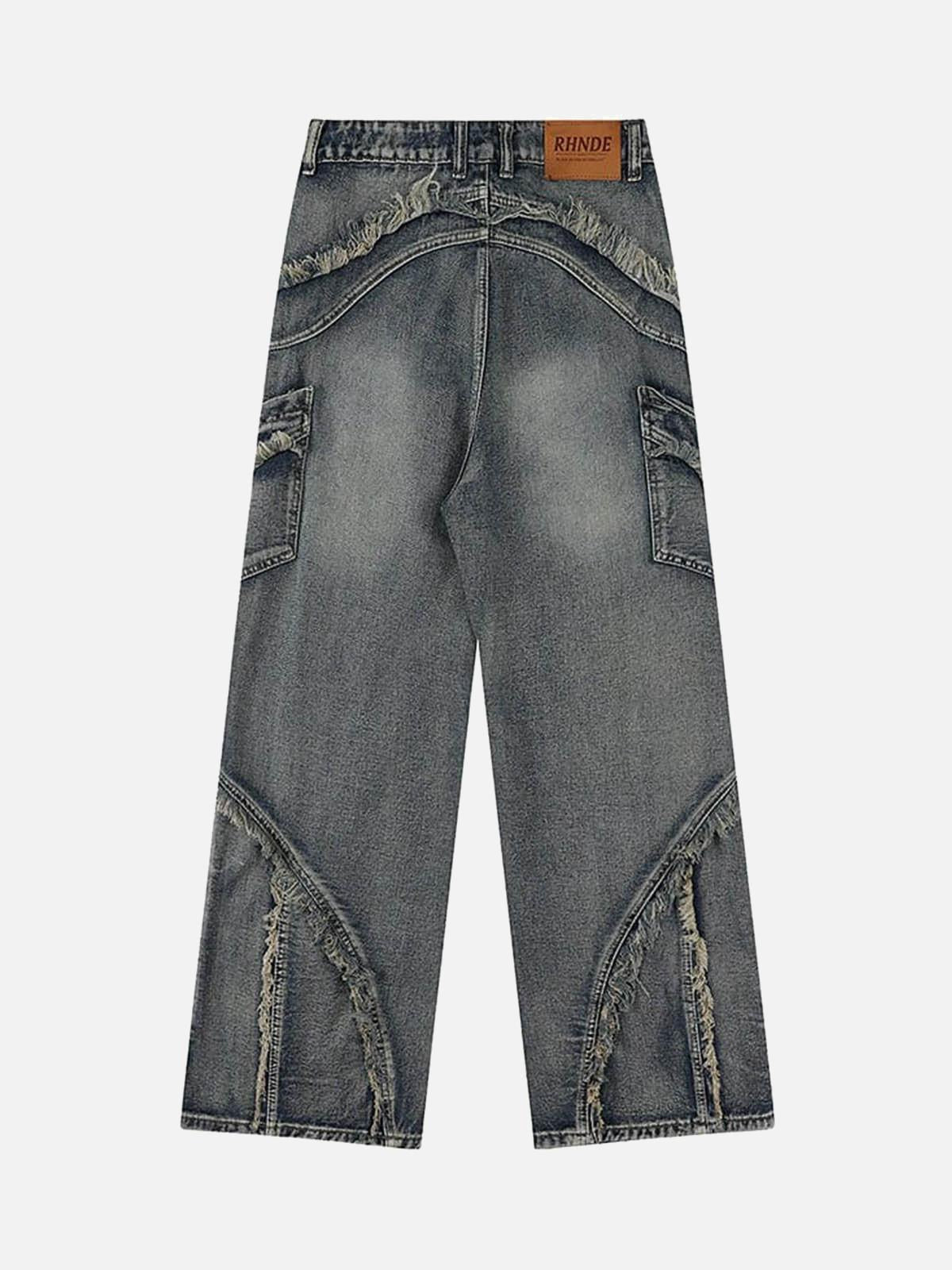 Concert Outfit Washed Side Pocket Raw Edge Baggy Jeans