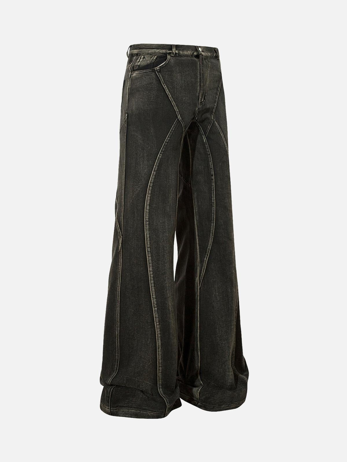 Concert Outfit Washed Split Design Hip-Hop Horn Jeans