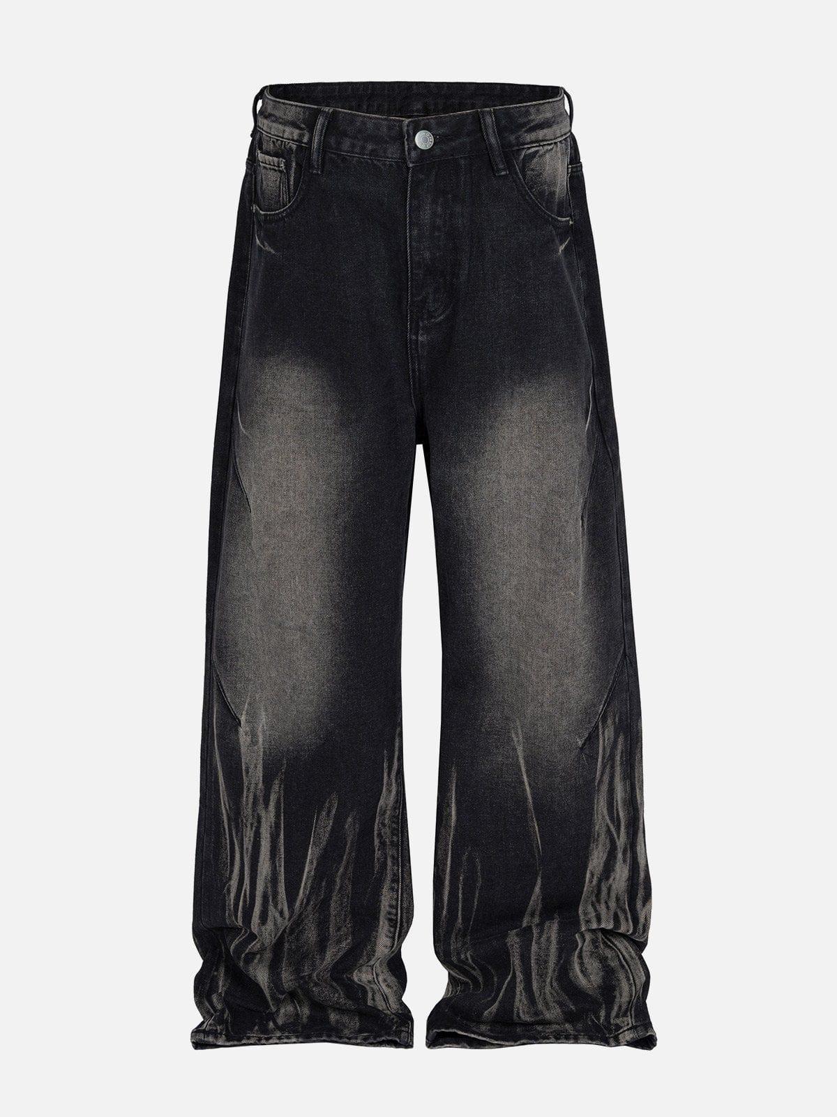 Concert Outfit Washed Stained Wide-Leg Jeans