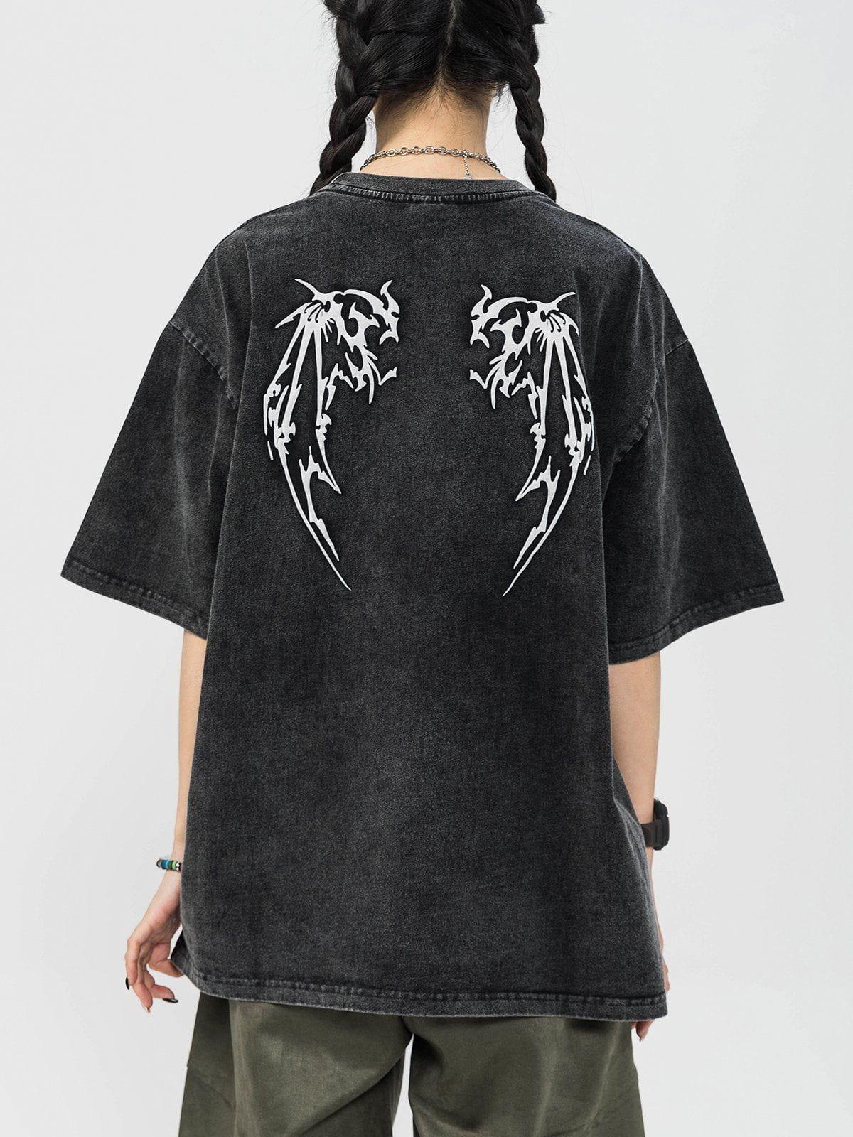 Concert Outfit Washed Wings Print Tee
