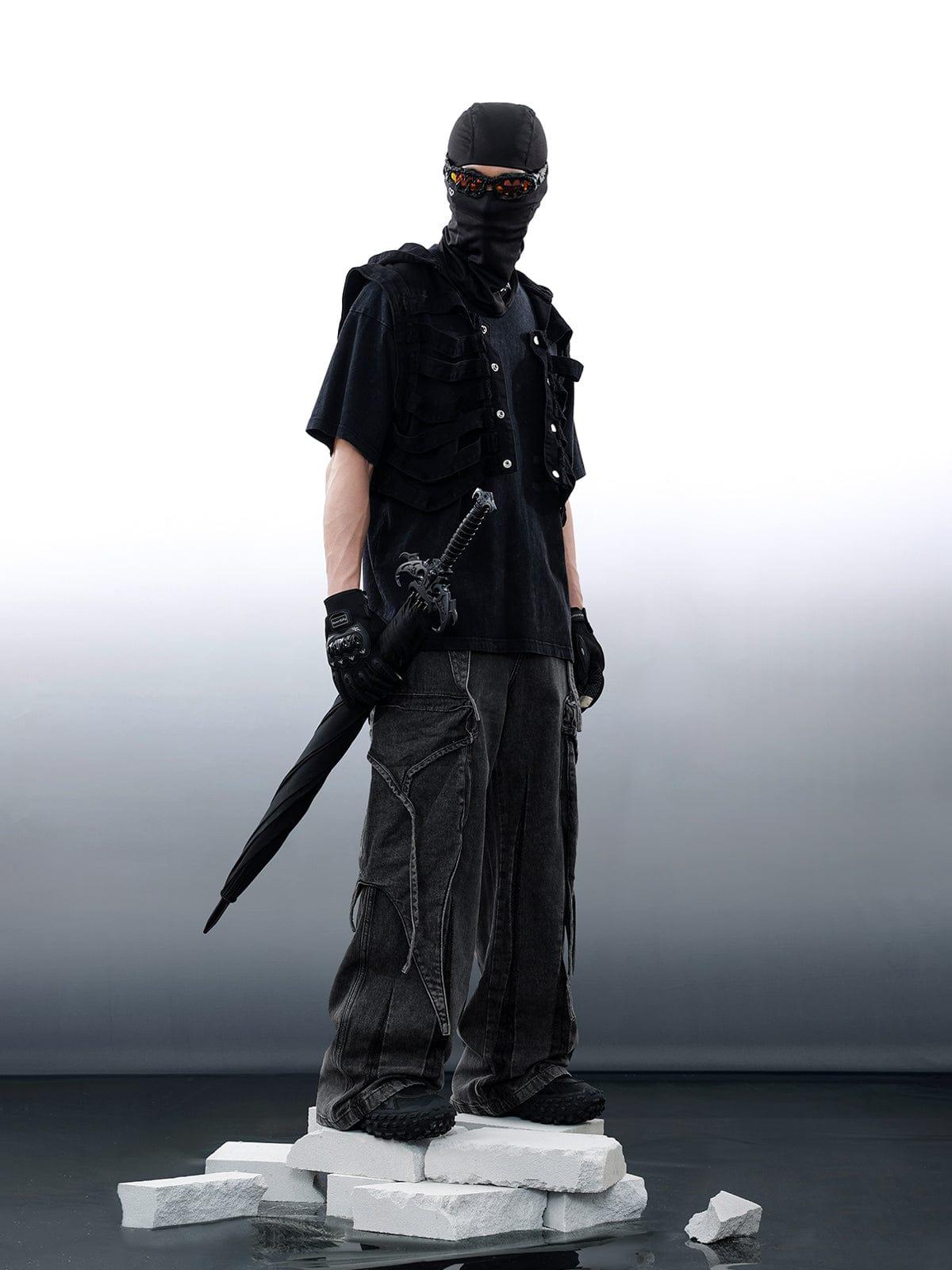 Concert Outfit Wasteland Punk Washed Wide Leg Jeans