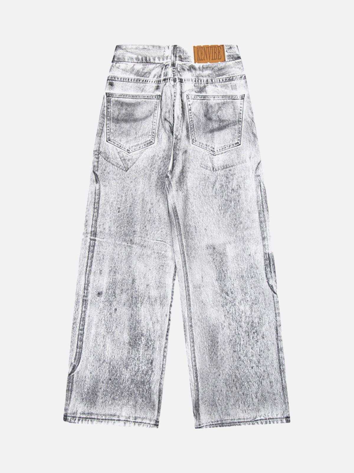 Concert Outfit Wasteland Style Niche Design Dirty White Loose Jeans