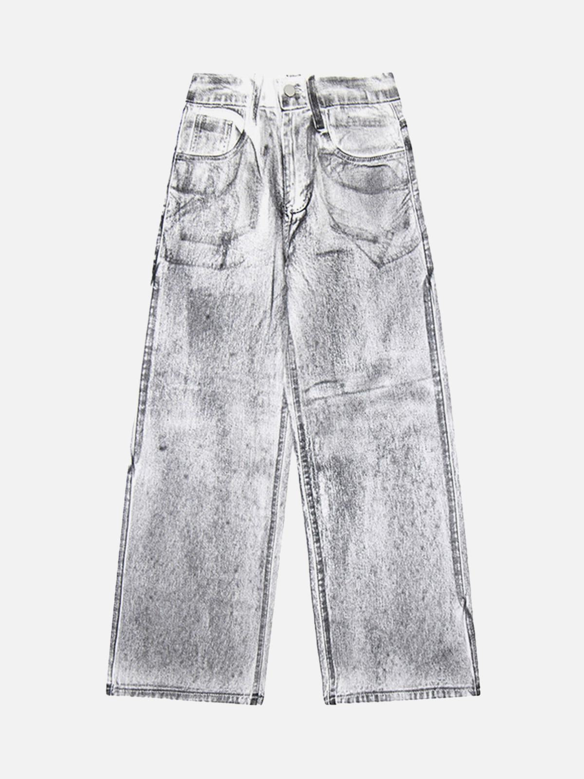 Concert Outfit Wasteland Style Niche Design Dirty White Loose Jeans