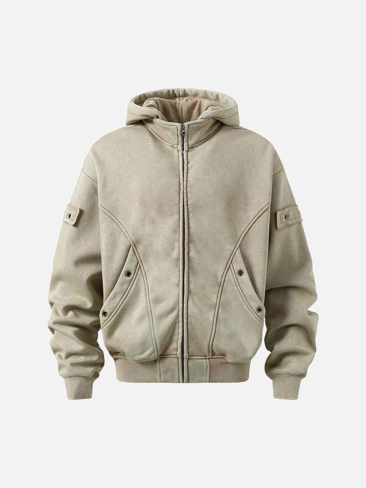 Concert Outfit Wasteland Style Washed Zipper Up Sweatshirt