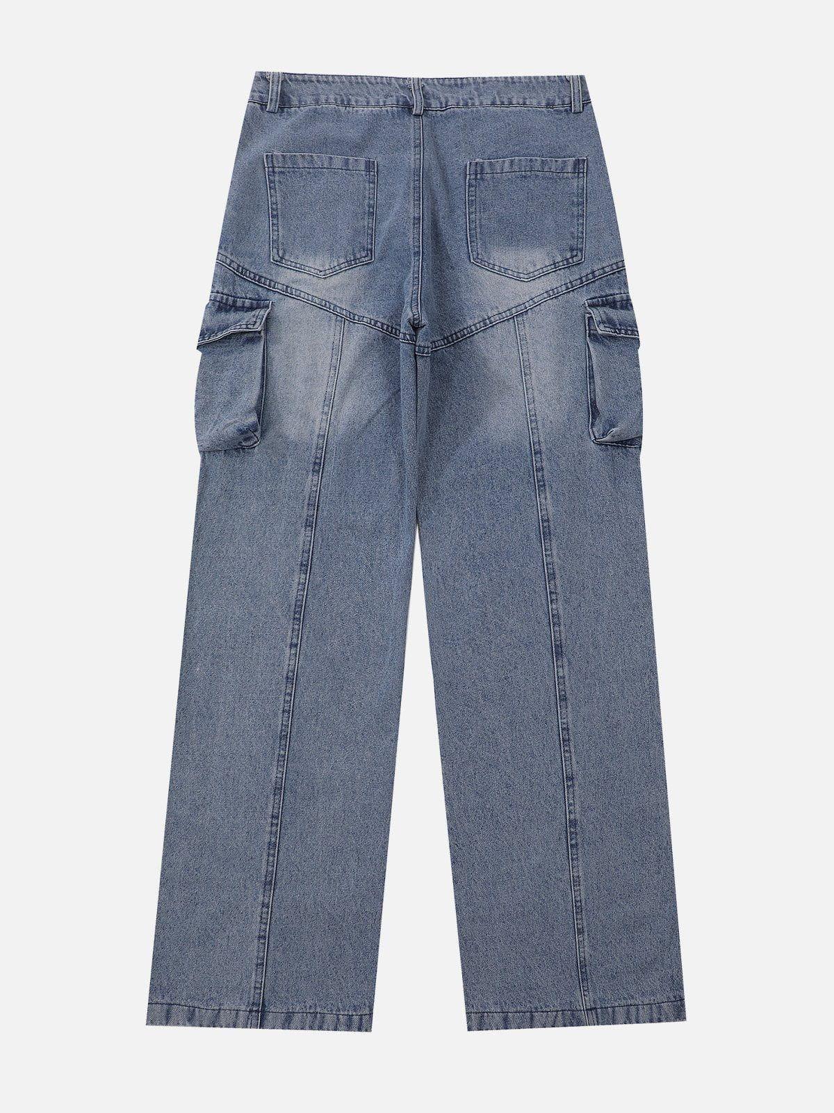 Concert Outfit Water-Washed Splicing Jeans