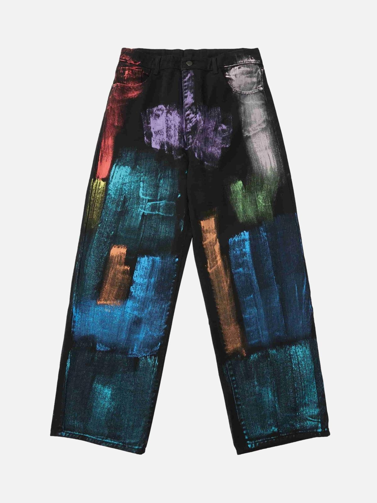 Concert Outfit Watercolor Print Jeans