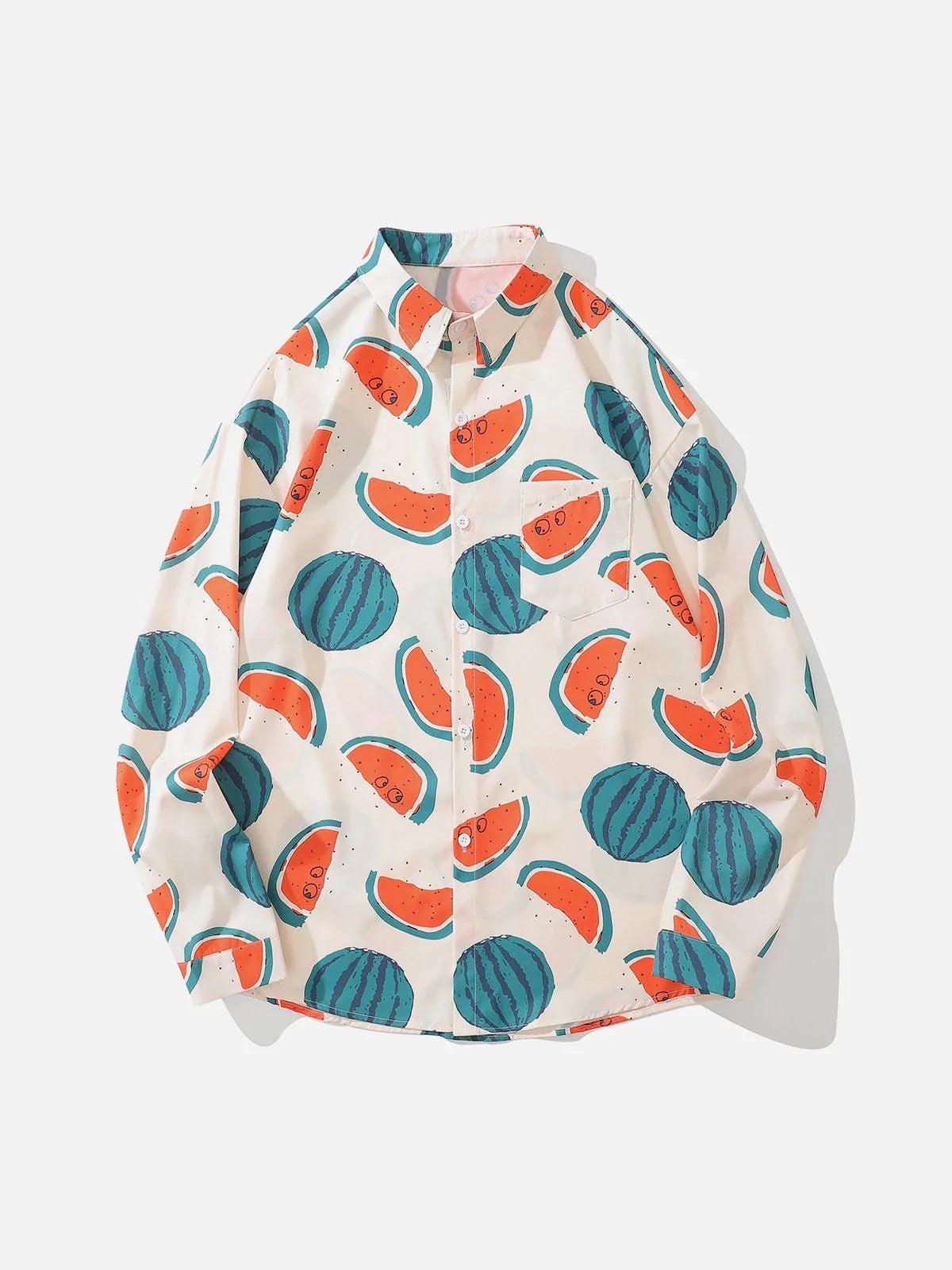 Concert Outfit Watermelon Print Long-Sleeved Shirt