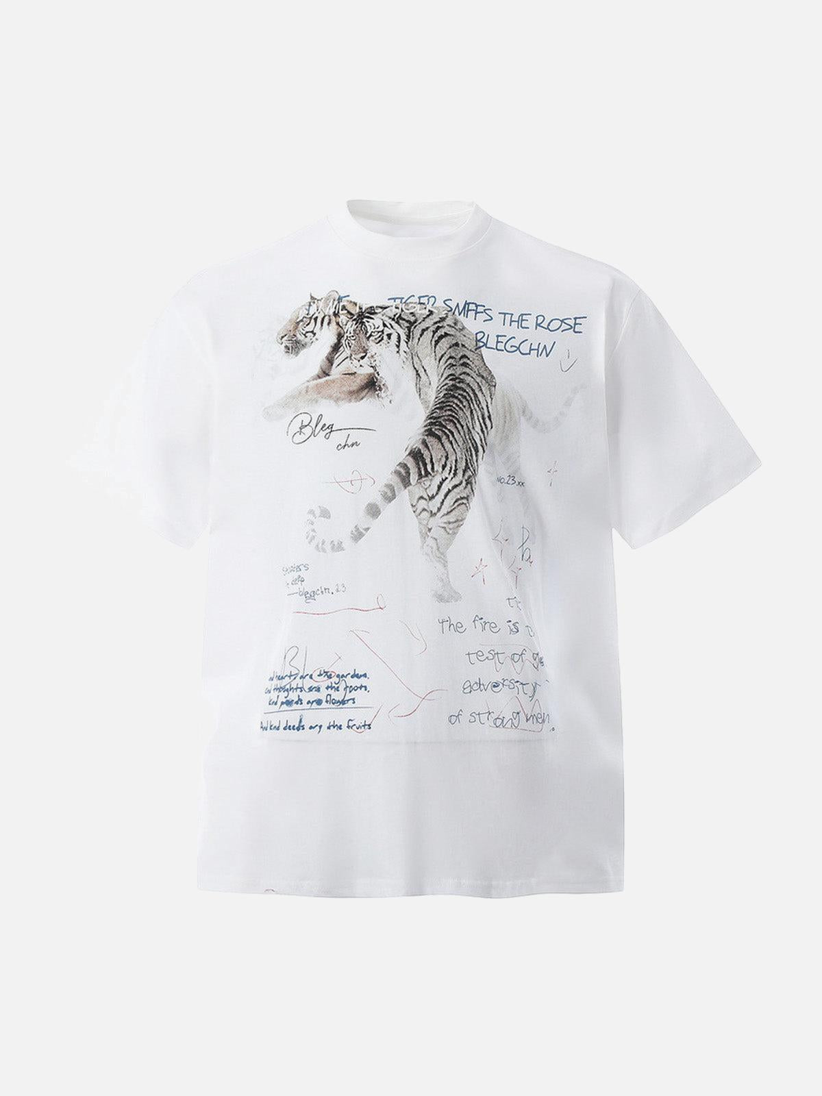 Concert Outfit White Tiger Print T-Shirt