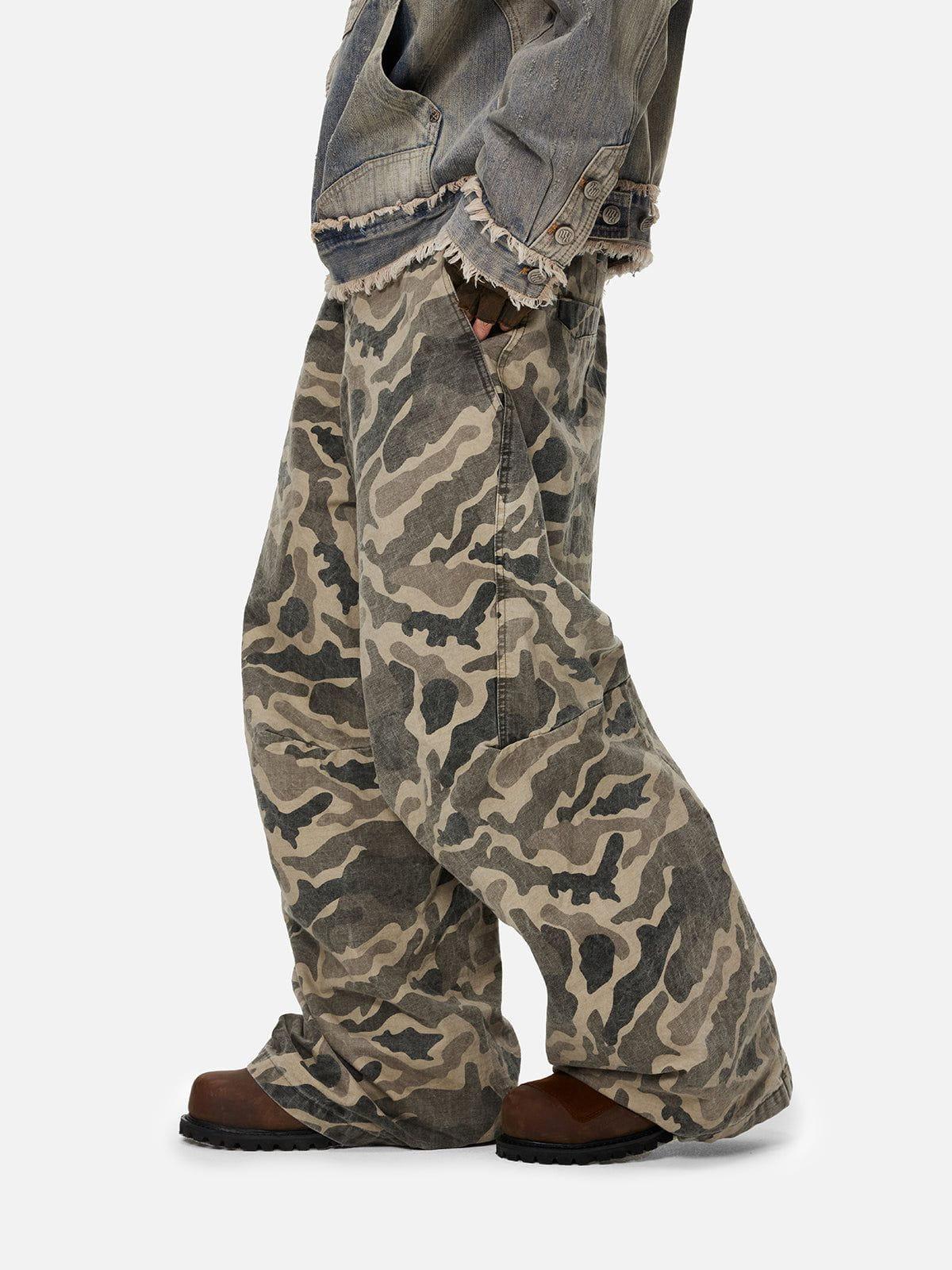 Concert Outfit Wrinkle Camouflage Loose Jeans
