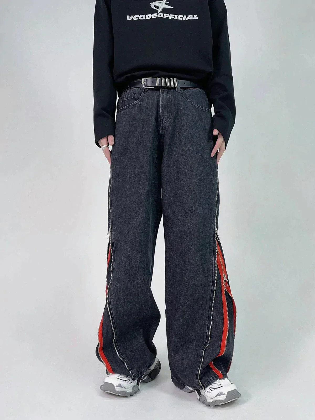 Concert Outfit Zip Up Stripe Jeans