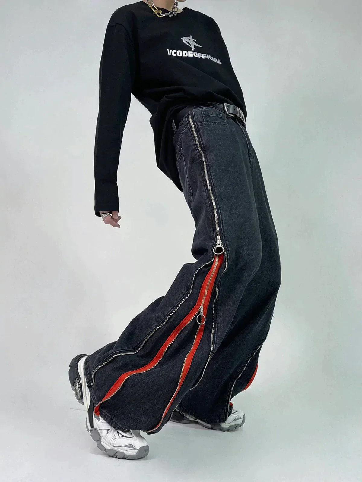 Concert Outfit Zip Up Stripe Jeans