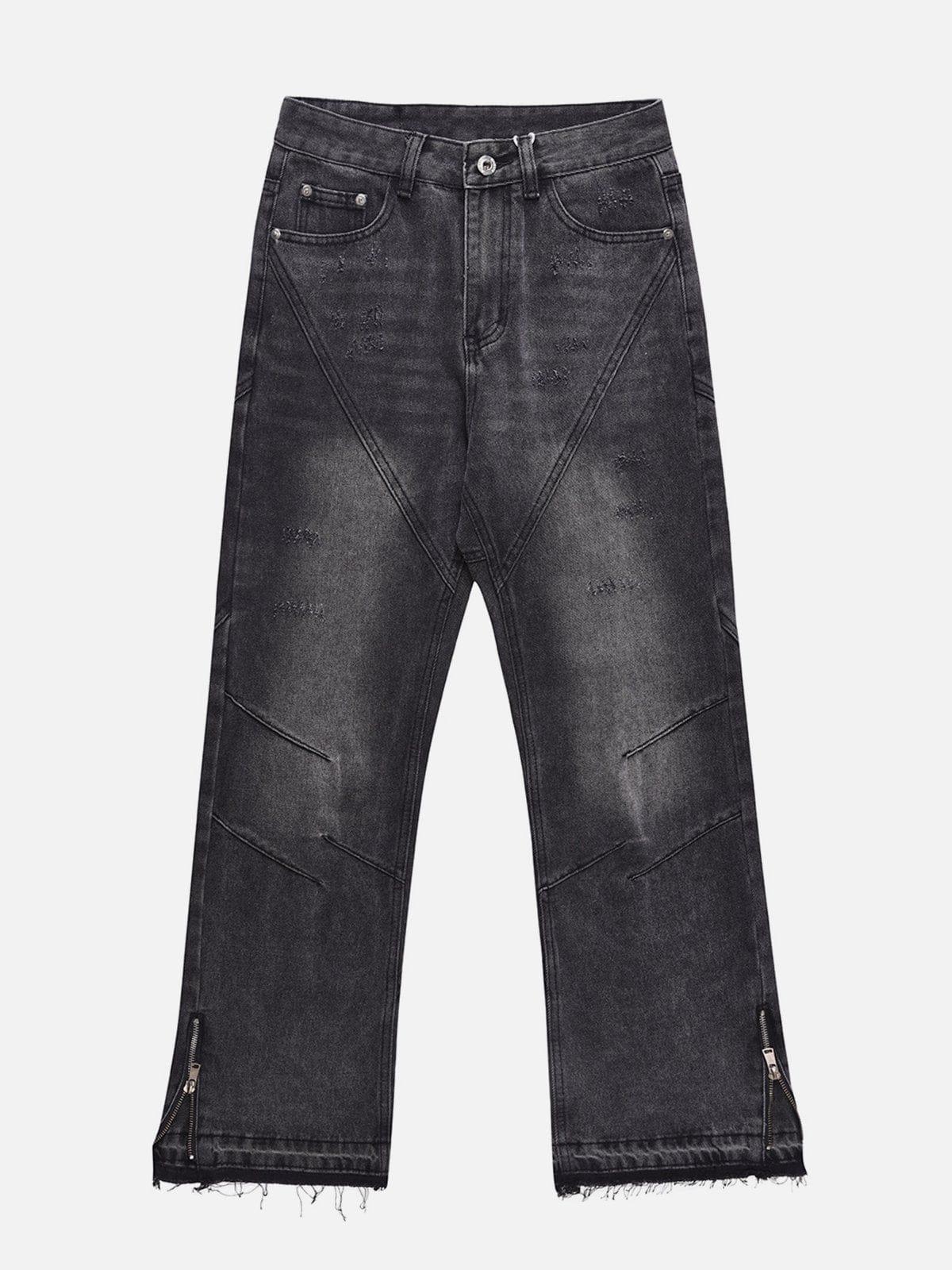 Concert Outfit Zipper Decoration Washed Jeans