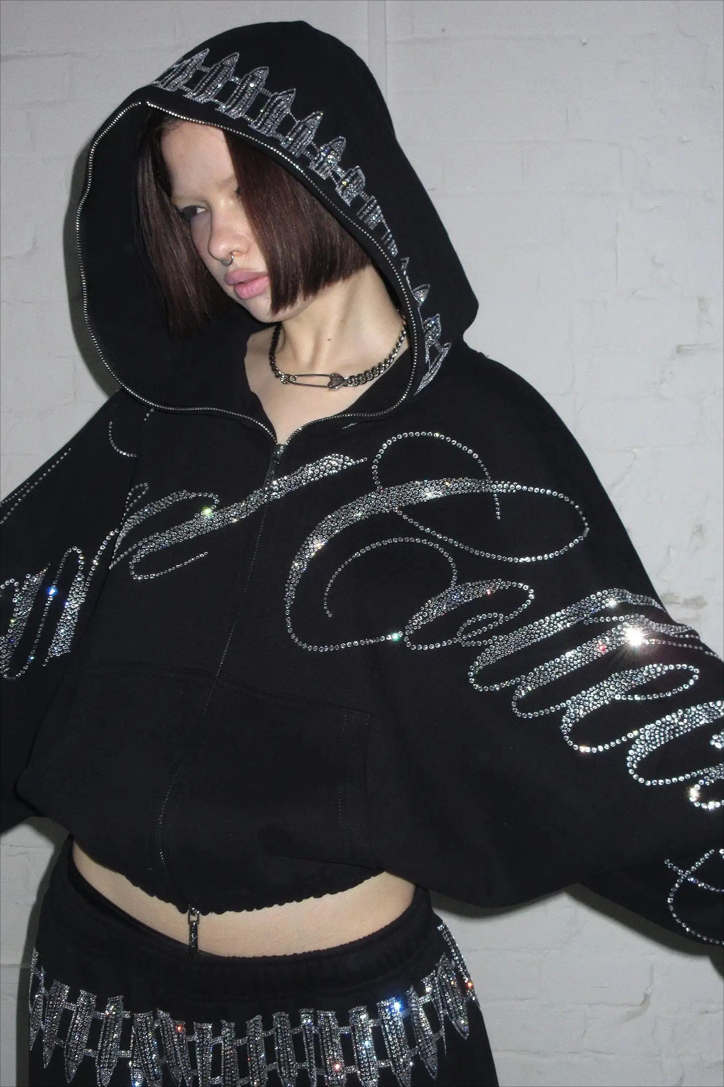 Core s Must- Haves, Letters Rhinone Zipper Hoodie