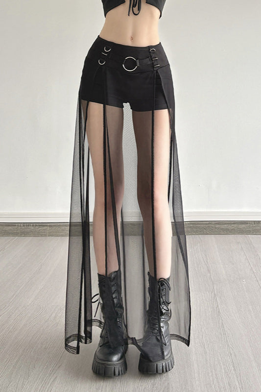 Winter, Low Rise Mesh Buckle Skirt