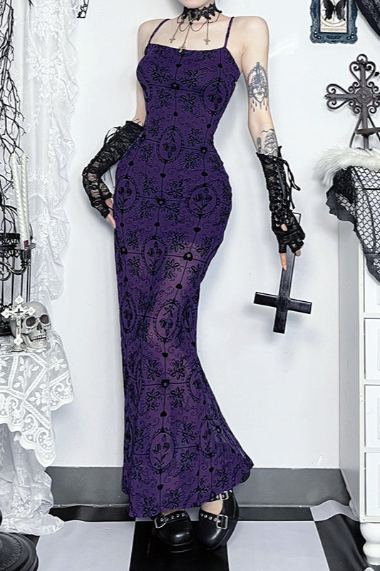 Going OutConcert Outfit po, Sheer Floral Strap Gothic Dress