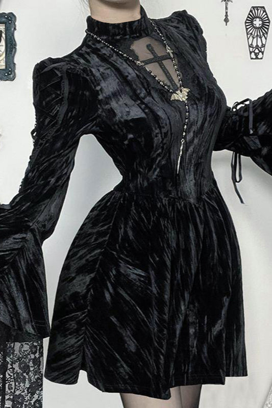 Modern Winter Outfit Ideas, Cross Mini Gothic Dress