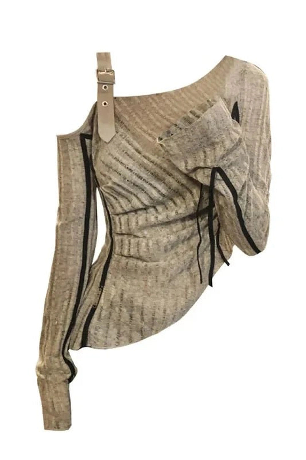 New Style Trends - Acubi Asymmetrical Strap Detail Knit Top - Outfit Ideas